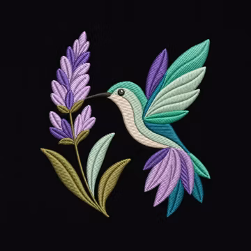 Hummingbird Lavender Machine Embroidery Design Floral Bird Botanical Sweatshirt Shirt Hoop Pattern