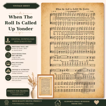 When the Roll Is Called Up Yonder Hymn - Vintage Sheet Music Digital Download