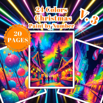Neon Christmas Color by Number for Adults – Printable Coloring Pages Vol. 3