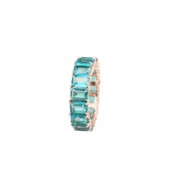 Paraiba Tourmaline Octagon Band Ring, Sterling Silver, Minimal Handmade Jewellery, Gift for Her