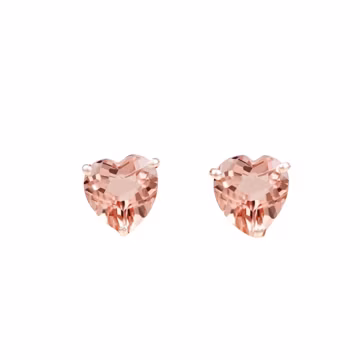 Morganite Stud Earrings | Heart Gemstone, Prong Setting, Sterling Silver Jewellery | Gift for Her