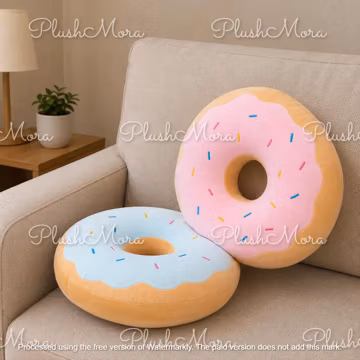 Donut Plush Pillow, Kawaii Food Plushie, Cute Stuffed Dessert Birthday Gift