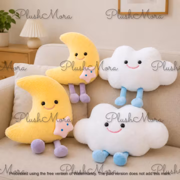 Kawaii Star Moon Cloud Plush, Cute Celestial Pillow, Soft Plushie Gift