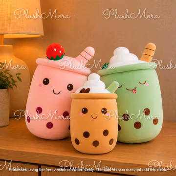 Boba Plushie, Bubble Tea Plush, Kawaii Food Pillow, Cute Gift