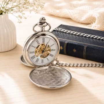 Custom Pocket Watch for Him, Personalized Engraved Watch, Anniversary Gift for Husband, Boyfriend Gift, Vintage Keepsake Watch for Men