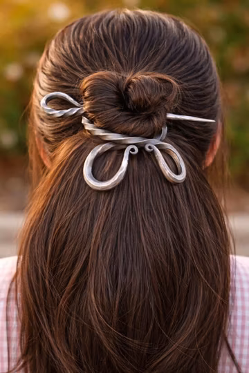 Rustic Spiral Hair Pin for Bun Styling – Handmade Hair Accessory