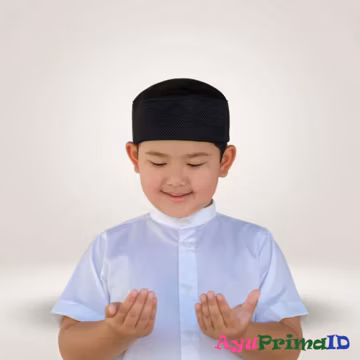 Trendy Knit Muslim Kids Prayer Hat Nahyan Stretch Boys Islamic Cap Black White Beanie