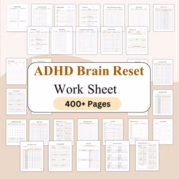 ADHD Brain Reset Bundle, ADHD Organization, Brain Dump Worksheet, ADHD Task Tracker, Adhd Focus Planner, Time Blocking, Mental Health Plan