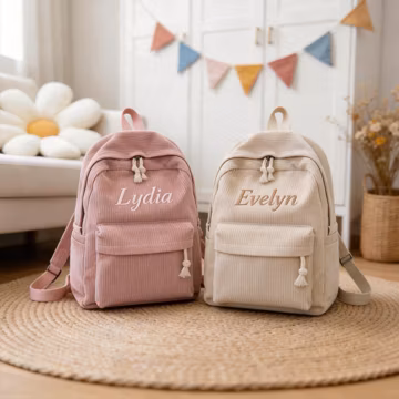 Personalized Corduroy Backpack, Custom Embroidered Name, Back-to-school gift,Nuesery gift