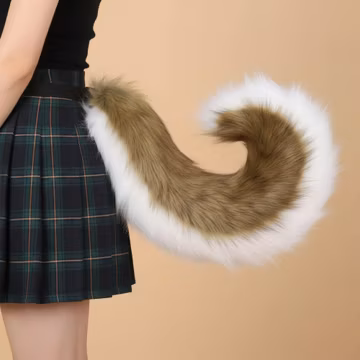 Shiba Inu Tail 6 Colors Curled Faux Fur Dog Tail Cosplay with Adjustable Belt Strap, Fluffy Plush Therian Costume Prop