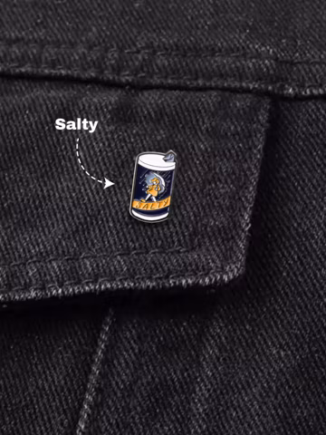 Salty Girl Enamel Pins - Funny Drink Can Pins for Bags, Meme Backpack Pins, Cute Pins Gift for Friends, Pins and Badges, Humor Enamel Pin