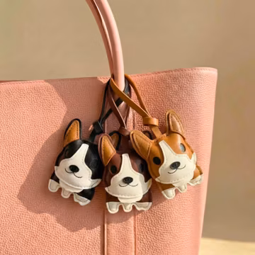 Corgi Leather Bag Charm, Cute Pudgy Dog Keychain, Derpy Corgi Gift, Handmade Dog Lover Gift, Funny Purse Charm, Adorable Dog Bag Decoration