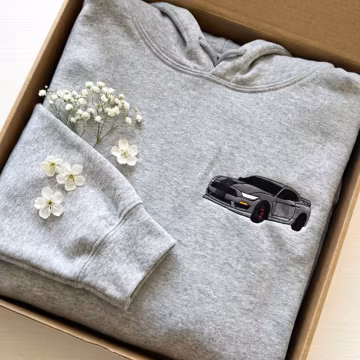 Embroidered Custom Car Photo Hoodie - Racing Car Portrait Hoodie - Personalized Husband Hoodie for Birthday Gift - Drive Safe I Love You