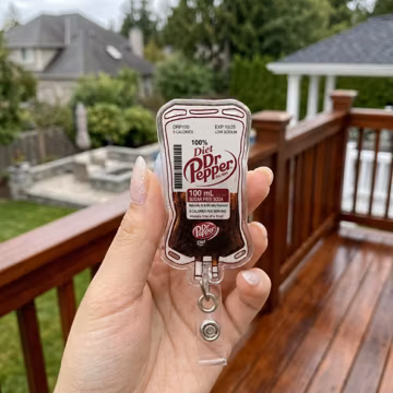 Diet Coke IV Bag Badge Reel, Nurse ID Holder, 100% Diet Dr. Pepper Badge Reel