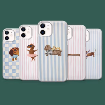 Dachshund Phone Case Stripes Cute Dog Cover for 17, 17Pro, 16, 15, 14, 13, 12, Samsung S26, S25, S24, S23, S22, A56, Pixel 10A, 10Pro, 9A, 8