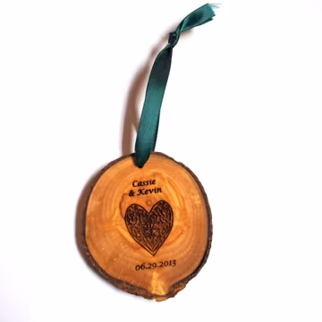 Celtic Heart Wedding Date and Name Wooden Ornament, Traditional 5th Anniversary Wooden Gift