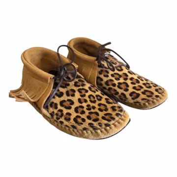 Handmade Leopard Print Calf Hair Moccasins, Genuine Suede Fringe Shoes, Custom Slip-On Loafers
