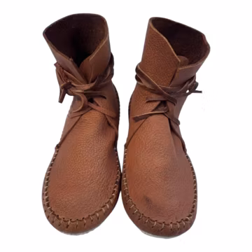 Handcrafted Brown Leather Ankle Moccasins – Traditional Lace-Up Boots, Made-to-Order Artisan Footwear