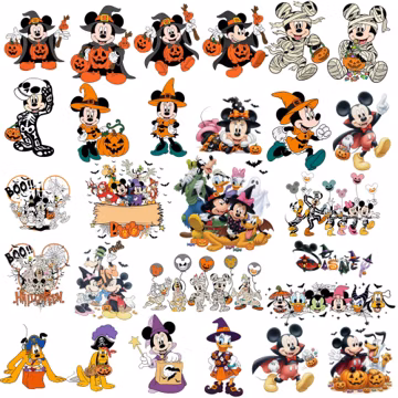 Mickey Mouse & Friends Halloween PNG Bundle, Mickey Mouse Halloween Cartoon Sublimation Cliparts, Mickey Mouse Halloween Cliparts (Digital)