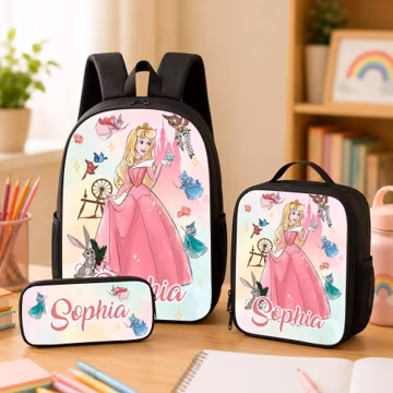 Disney Aurora Princess School Backpack, Custom Name Sleeping Beauty School Set, Disney Back to School Gift