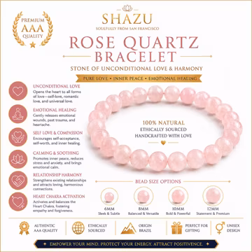 Rose Quartz Bracelet – Handmade Brazilian Crystal Bracelet for Love & Heart Chakra