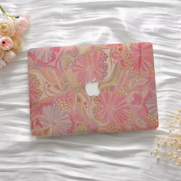 Retro Pink Flowers MacBook Protective Case for Air 15/13 A3240 A3241 Laptop Case for MacBook Pro 13 14 15 16'' M5 2025 2024 M4 M3 M2 M1