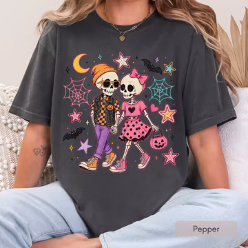 Couples Halloween Skeleton Shirt Comfort Colors Bachelorette Halloween Bride Tee Halloween Anniversary Gift October Halloween Wedding Tshirt