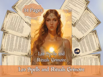 Leo Grimoire of Solar Magic | Digital Book of Spells for Courage, Sovereignty, Creative Fire | Printable PDF for Rituals, Self-Empowerment