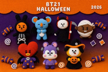 Crocheted BTS Halloween Plushies | Vampire, Skeleton, Mummy Amigurumi | Kpop Fall Decor Keychain