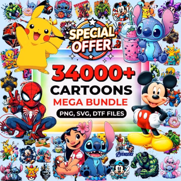 34000+ Funny Cartoon Mega Bundle, Cartoons Clipart, Sublimation Design, Cartoon png, Retro Png Files, Cartoon Characters, T Shirts Design