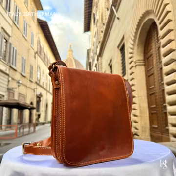 Leather Crossbody Shoulder Bag for Men, Handmade in Italy