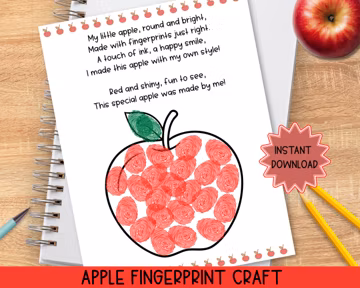 Apple Crafts for Preschool, Fingerprint Art, Handprint Craft, Crafts for Toddlers, Back to School