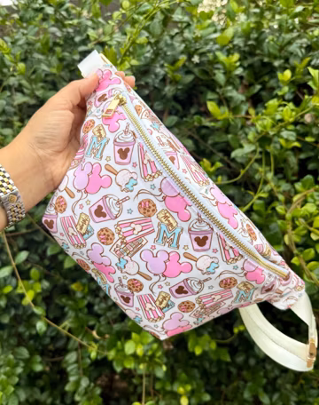 Mickey Snacks Fanny Pack, Disney Snacks Print Jumbo Fanny Pack, Magic Kingdom XL Belt Bag, Vacation Crossbody Nylon Adjustable Bag