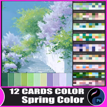 Spring Color Palette | 12 Pastel Swatch Set (Procreate & Photoshop)