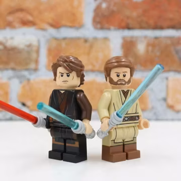 Custom Made Cake Topper - Sci-Fi Movie Jedi Knight and Jedi Master Minifigure with Lightsaber