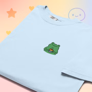 Frog Pocket Tee | Rainbow Coffee Frog Pride Shirt | Comfort Colors Garment-Dyed Cotton