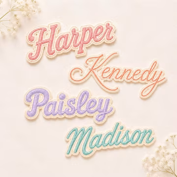 Custom Cursive Name Patch For Backpack, Embroidered Kids Bag Applique, Iron On Sew On School Name Patch