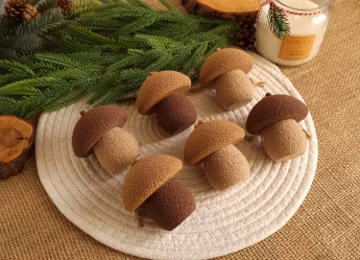 Fall Mushroom Ornaments with Secret Storage, Natural Wood Hanging Decor in Earthy Tones