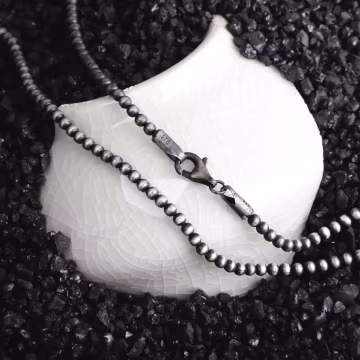 Oxidized Sterling Silver 2.5mm Bead chain for Men or Women Ball Necklace for Pendant