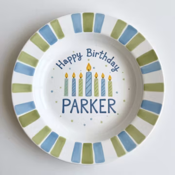 Personalized Ceramic Birthday Plate for Boy | Hand Painted Custom Happy 1st Birthday Keepsake Gift | Child's Name Plate - BCP85