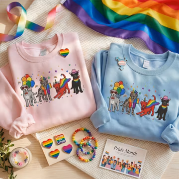Irish Wolfhound Pride Sweatshirt, Embroidered Rainbow Dog Shirt, LGBTQ Pride Month Crewneck, Cute Wolfhound Mom Gift, Equality Apparel
