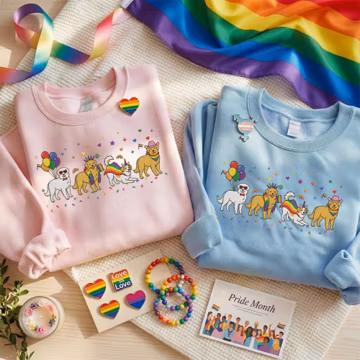 Kuvasz Pride Sweatshirt, Embroidered Rainbow Dog Shirt, LGBTQ Pride Month Crewneck, Cute Kuvasz Mom Gift, Equality Apparel