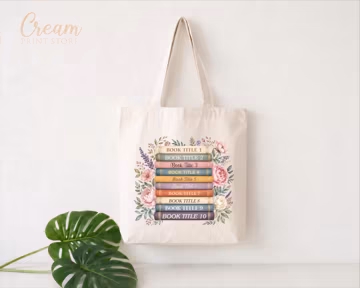 Custom Bookworm Tote Bag with Personalized Book Names: Librarian, Gifts for Readers