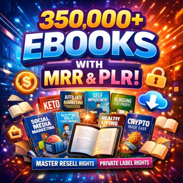 300,000+ Resellable eBooks Mega Bundle PLR MRR Digital Download Library