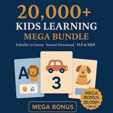 20,000+ Kids Learning Activities Bundle: Coloring Books, Homeschool Printables (PLR MRR)