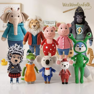 Animal Singer Crochet Dolls, Crochet Musical Cartoon Doll, Sing Movie Inspired Crochet Doll, Singing Animal Plush Toys, Handmade Plush Gift