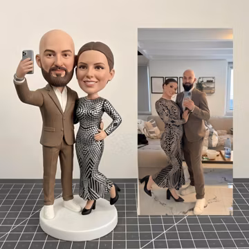 Custom Bobblehead Couple Figurine, Handmade Anniversary Gift for Parents