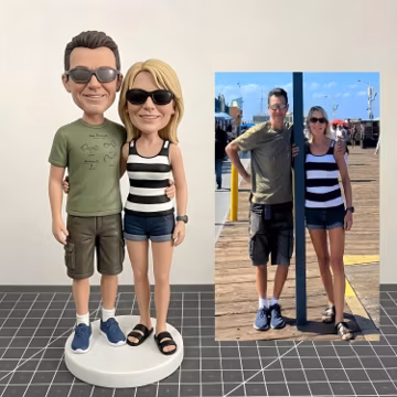 Custom Bobblehead Couple, Personalized Handmade Figurine, Soft Ceramic Statue