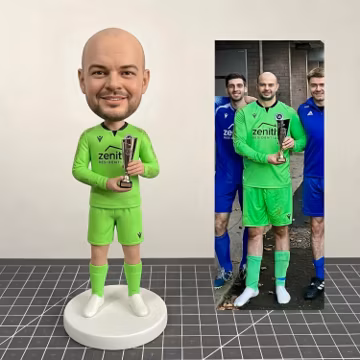 Custom Bobblehead Doll, Personalized Soccer Goalie Statue, Handmade Soft Ceramic Figurine