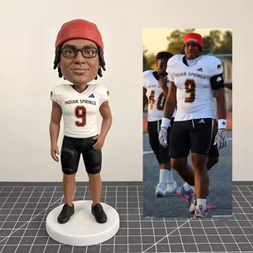 Custom Bobblehead Figurine, Handmade Soft Ceramic Football Player Statue
